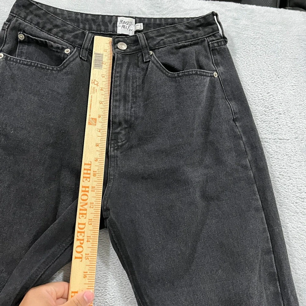 Princess Polly Jeans‎ Womens 8 Distressed Straight High Rise Y2K Grunge Black
